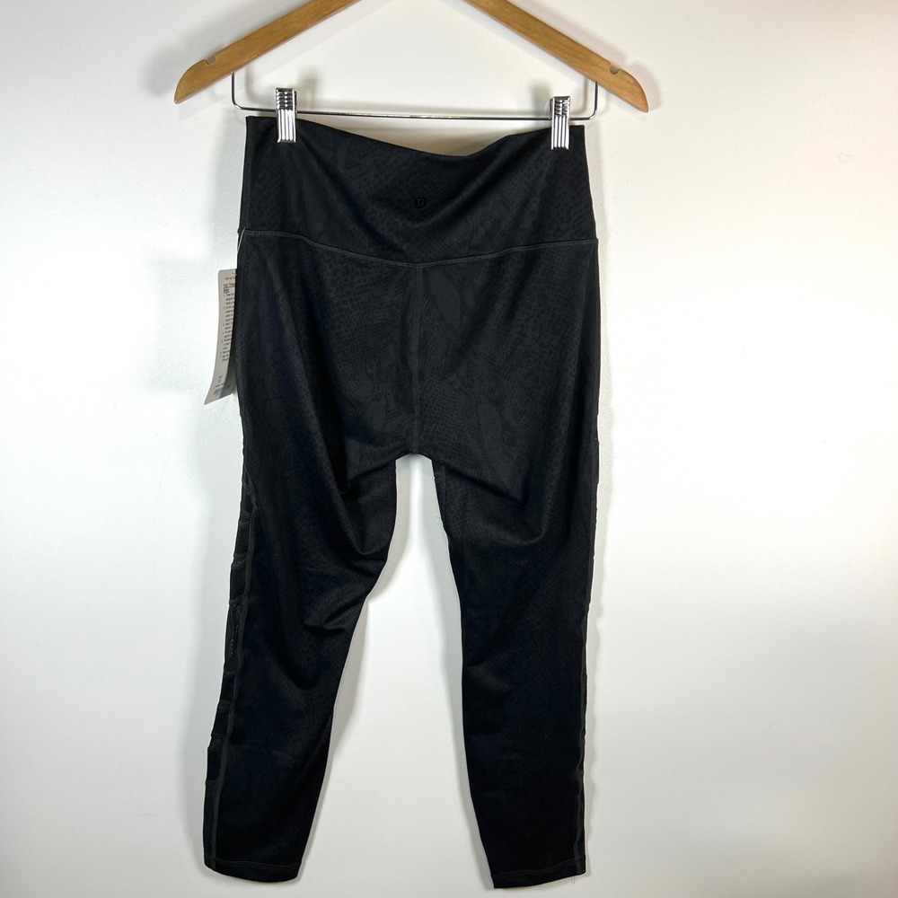 Lululemon High Times Pant Tech Mesh Black Snake Print High Rise 7/8 Length Sz 10 - Picture 6 of 9